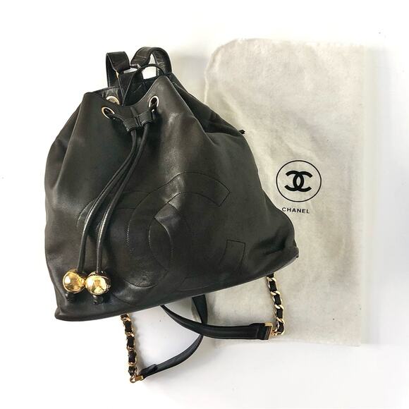 Chanel Gabrielle Lambskin CC Drawstring Dark Brown Backpack Bag - Picture 7 of 10